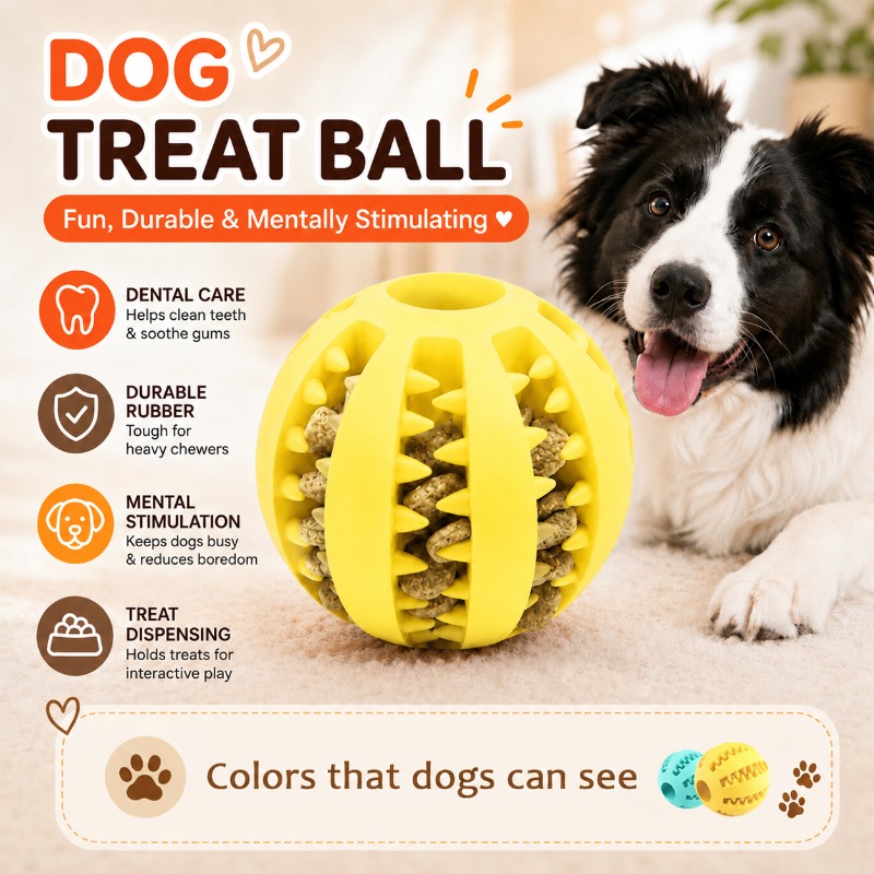 Rubber Treat Dispensing Dog Toy - 1 pièce - Balle distributrice de