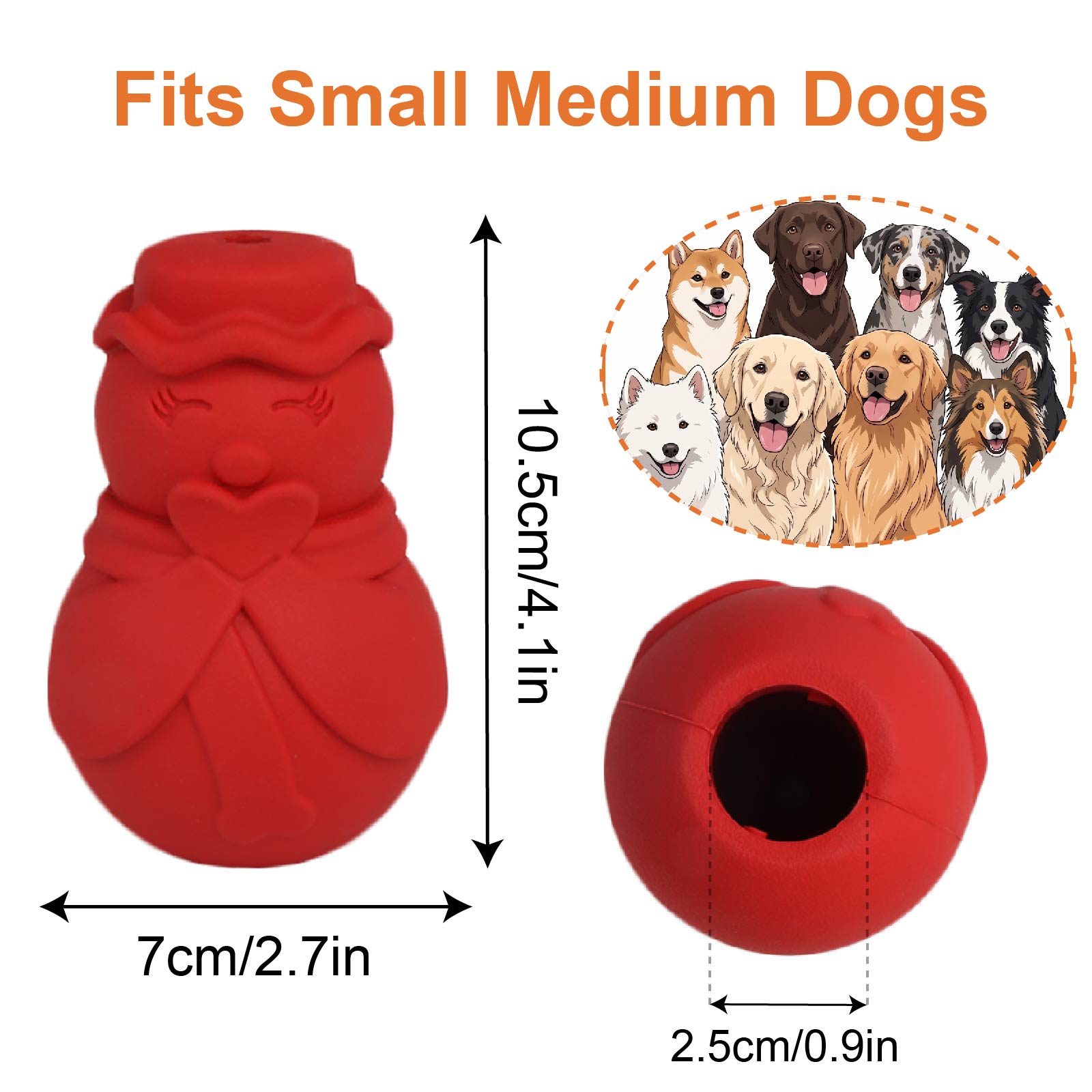 Rubber Treat Dispensing Dog Toy - Jouet puzzle pour chien en forme