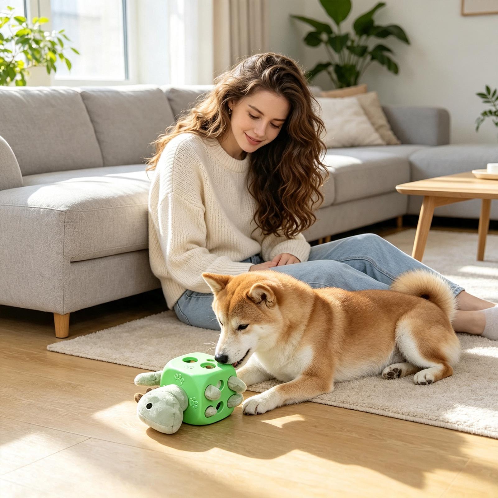 Rubber Treat Dispensing Dog Toy - Jouet interactif pour chien, gadget d'enrichissement