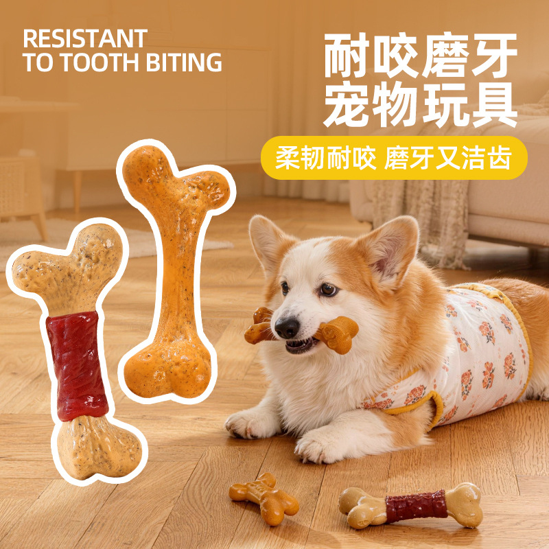 Teeth Cleaning Dog Chew Bone - Jouet pour chien TPR durable, résistant